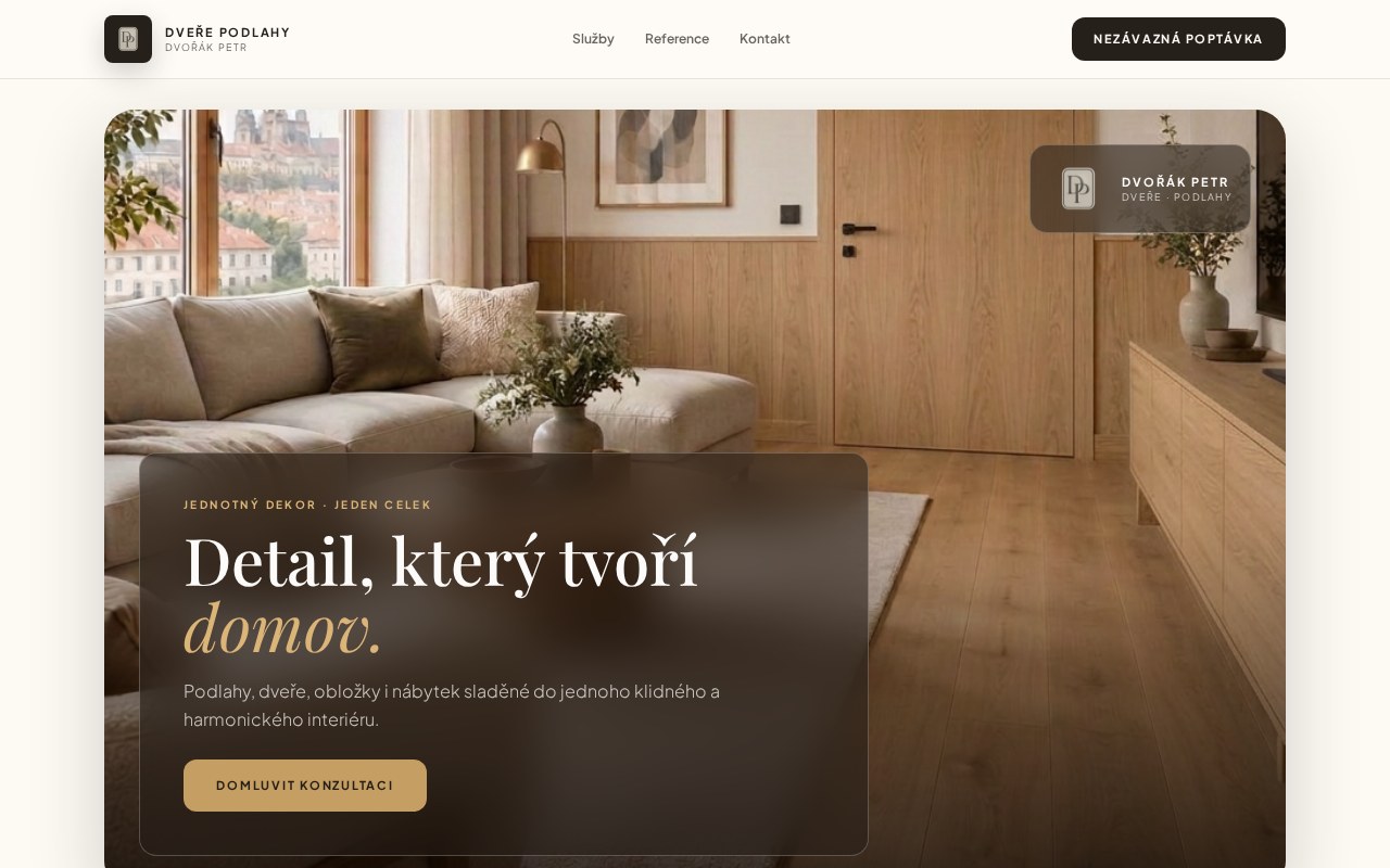 Web pro klienta — Petr Dvořák — dveře a podlahy na míru