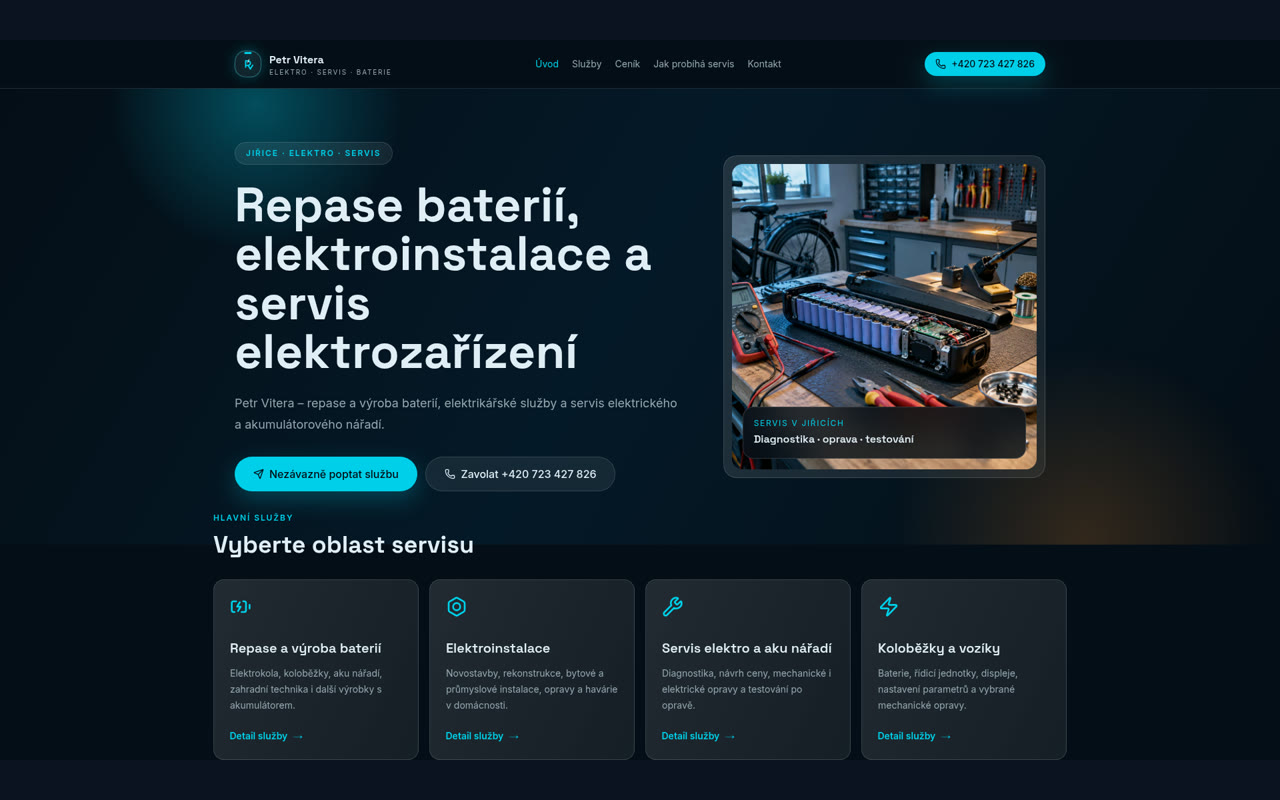 Web pro klienta — Petr Vitera — elektro, servis a baterie